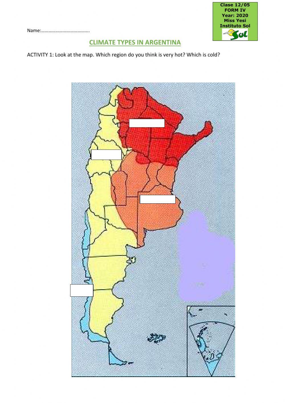 Climate types in Argentina