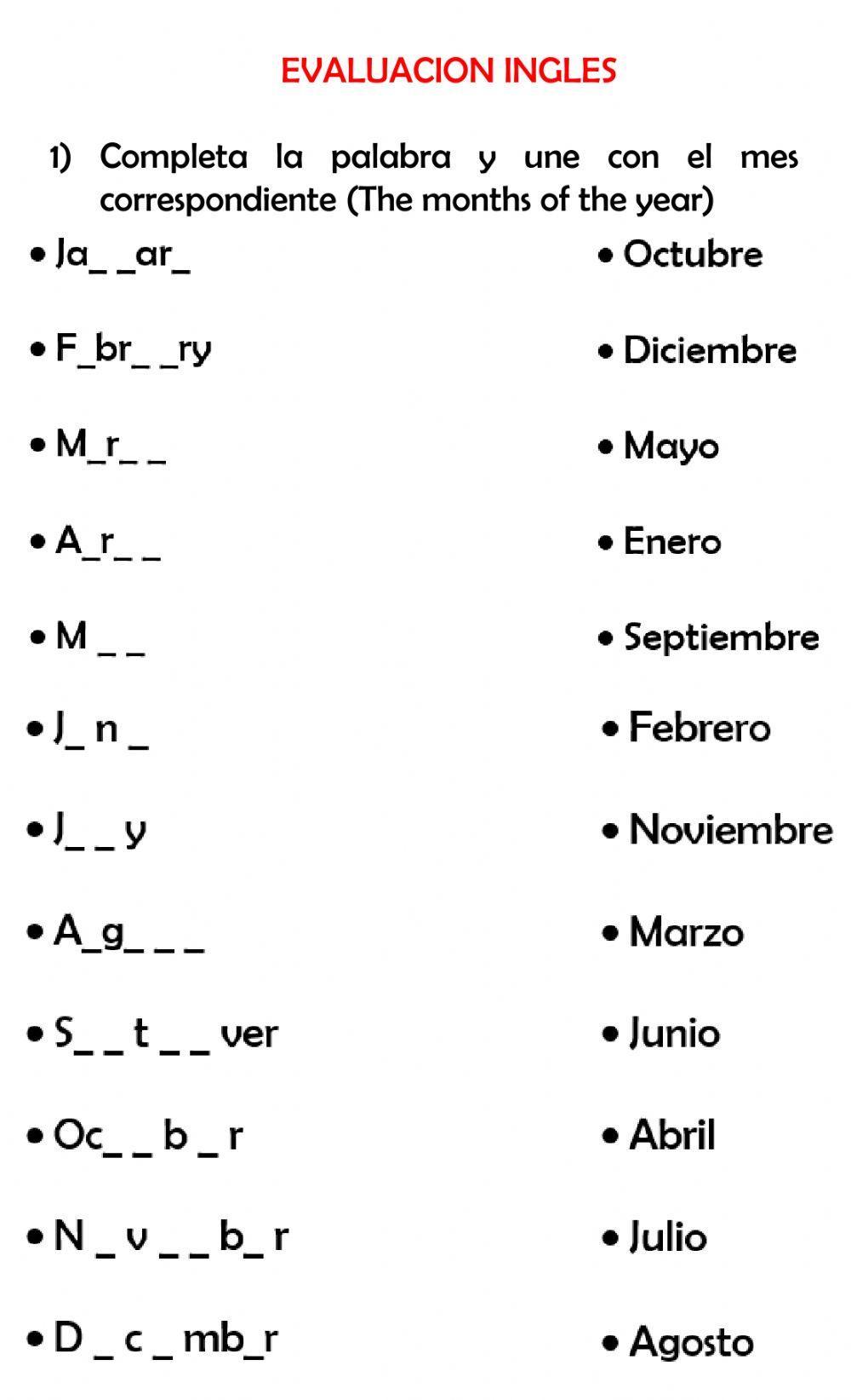 Evaluacion de Ingles