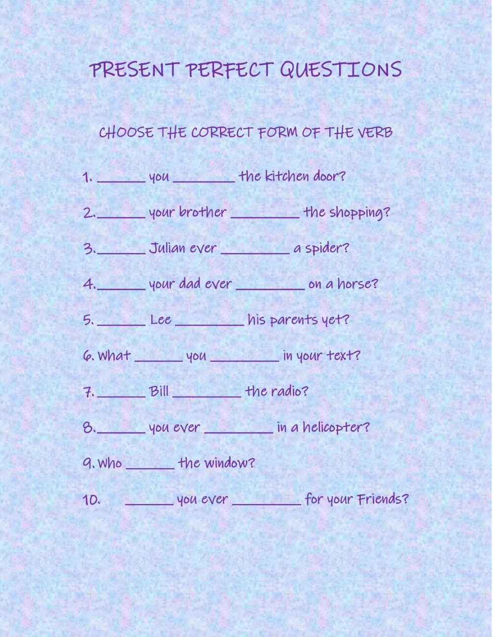 Present perfect questions