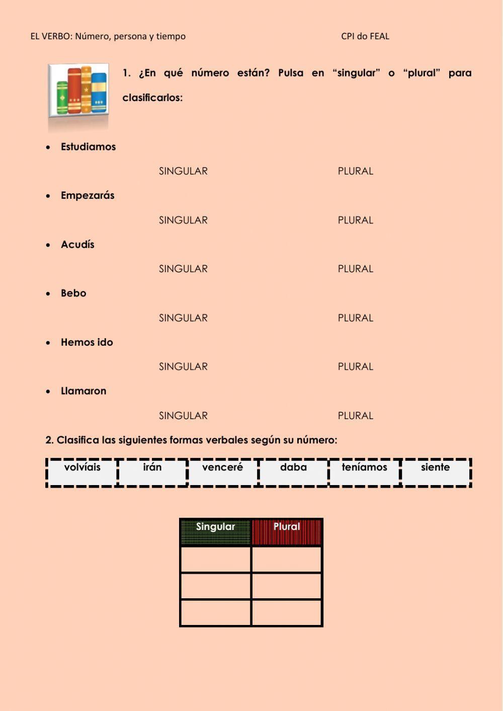 El verbo: persona, número y tiempo
