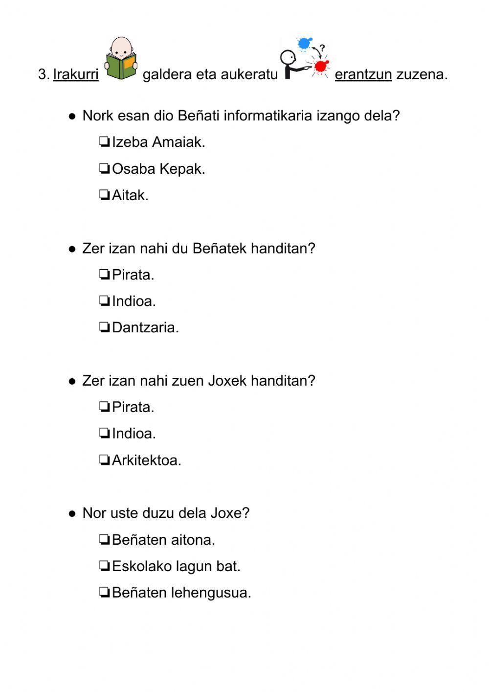 LH2 Lanbideak Beñat, zer izan nahi duzu handitan? ipuina