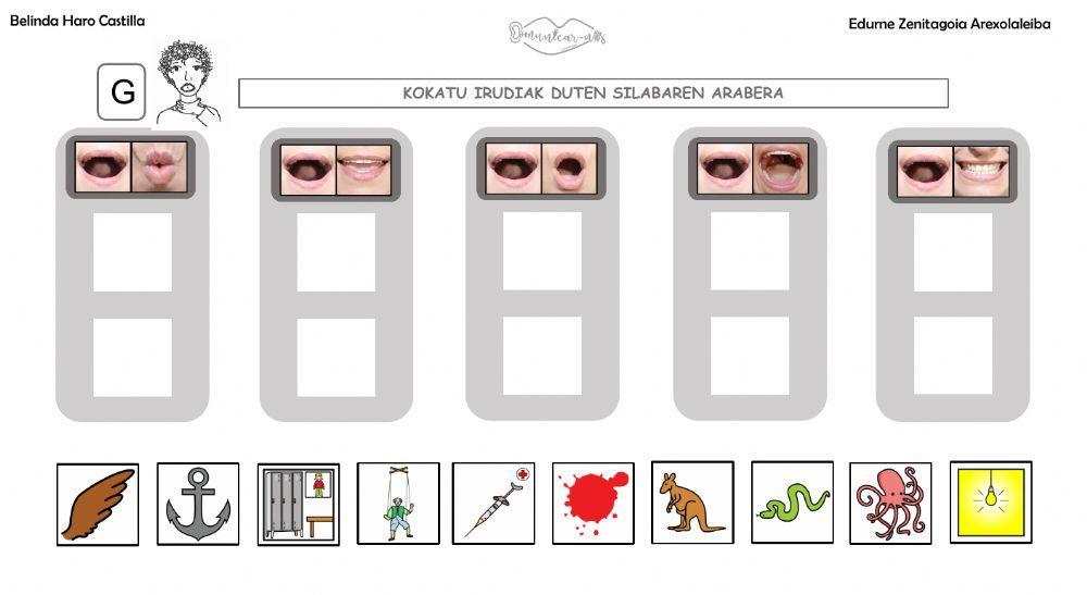 Kokatu irudiak silabaren arabera, G