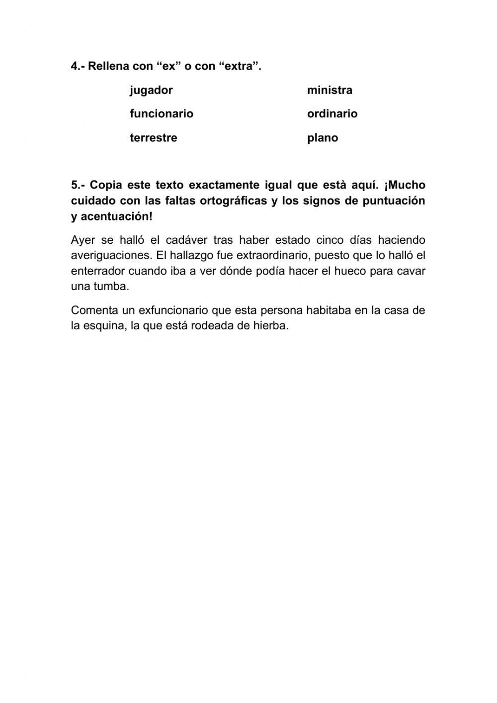 Las palabras con h y con x.