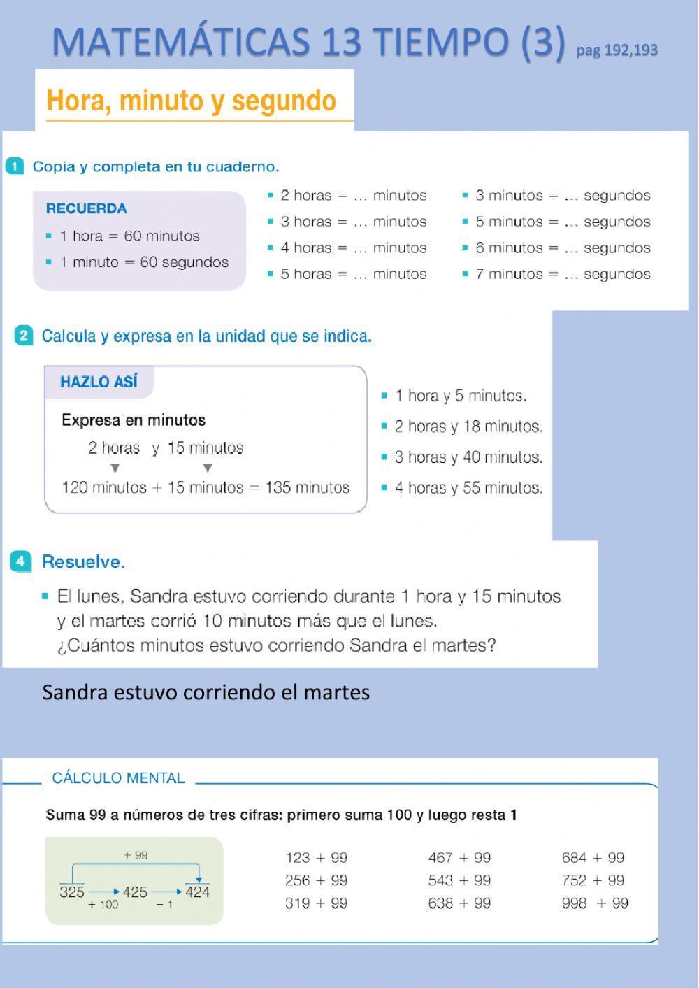 Horas y minutos online exercise