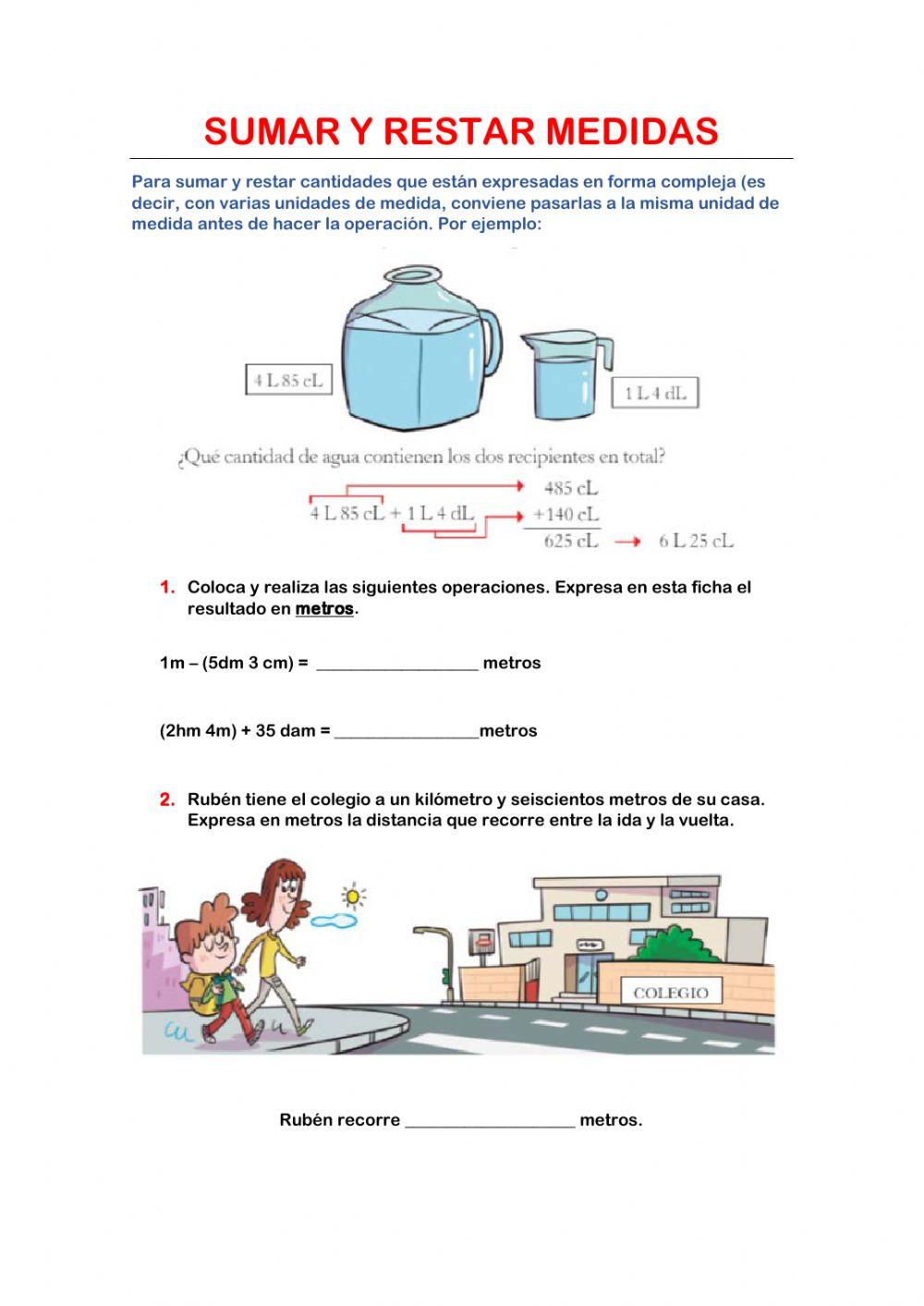 Sumar y restar medidas
