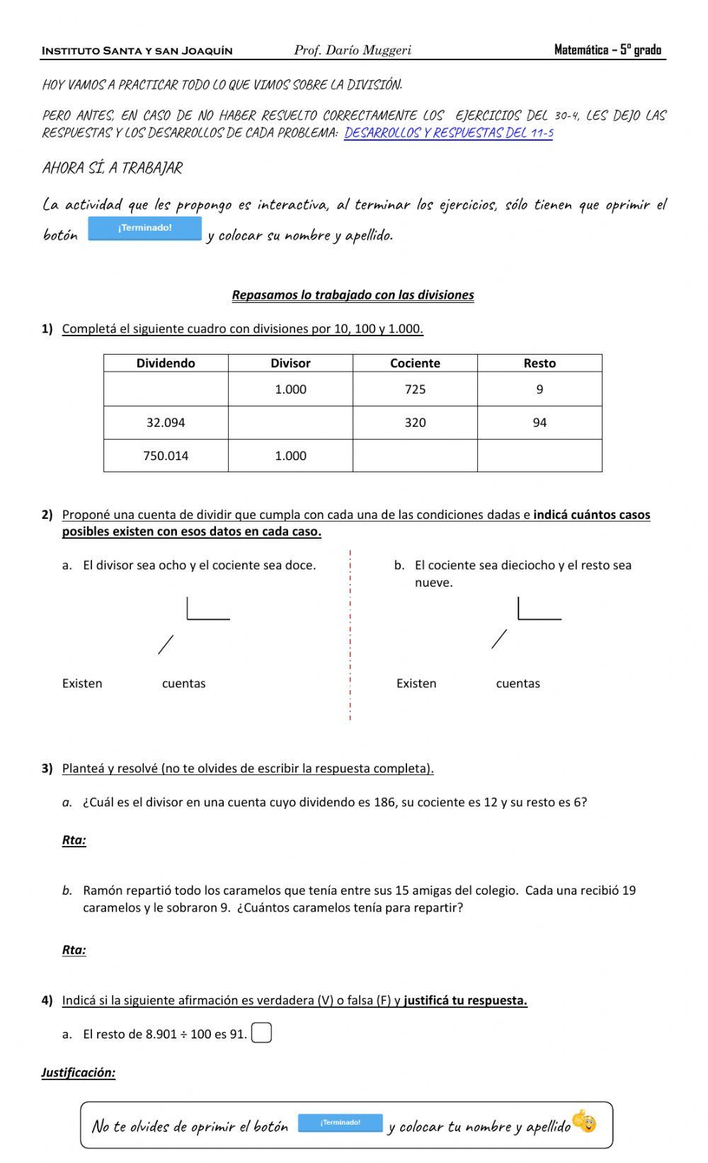 Estructura de la división