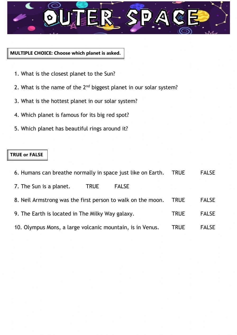 Outer Space Quiz