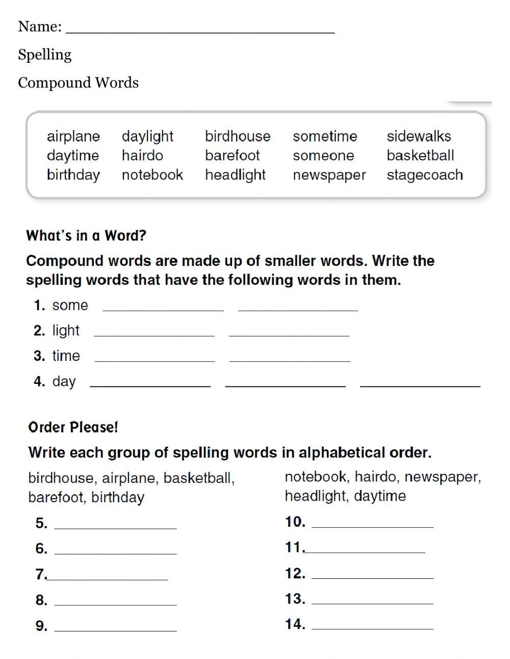 Spelling - Compound Words