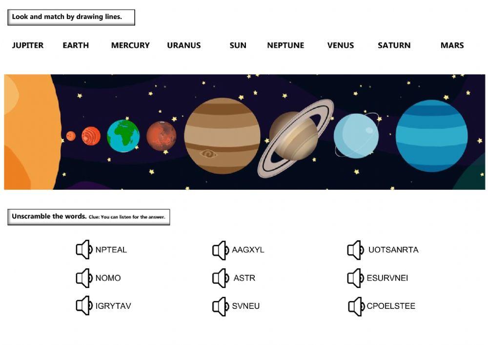 Space - Matching and Jumbled Words