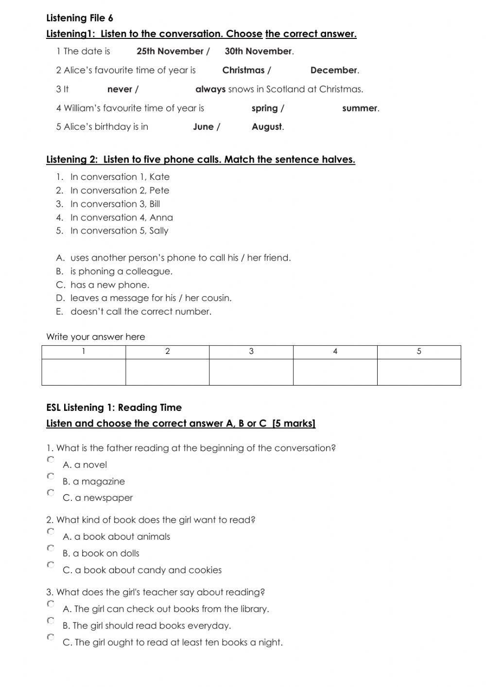 Grade4 English File Listening Test