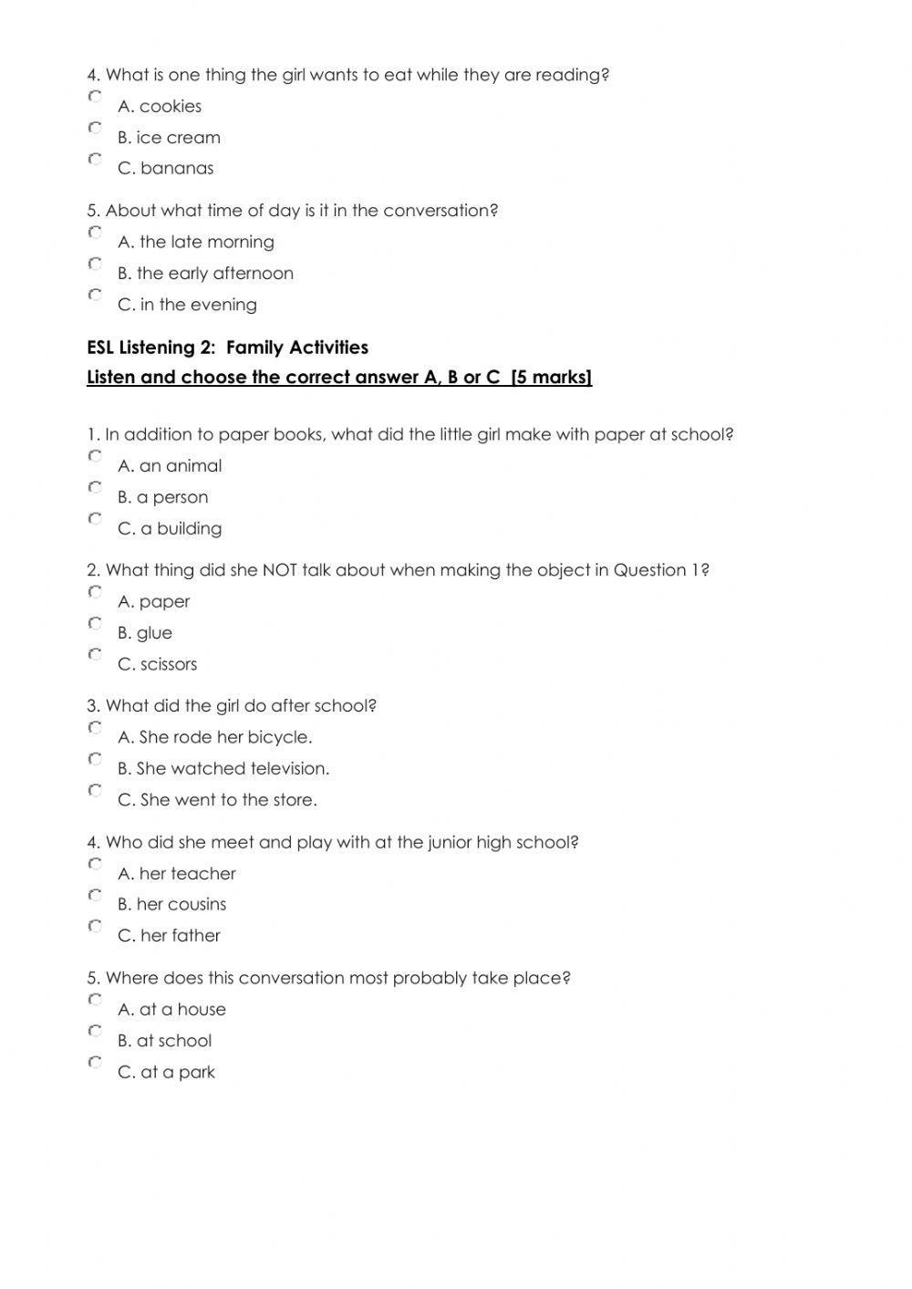 Grade4 English File Listening Test