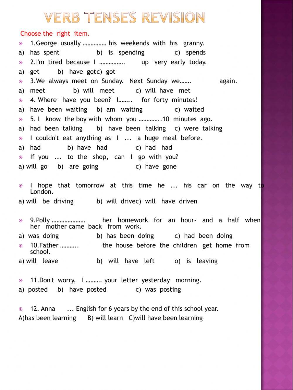 Verb Tenses Revision