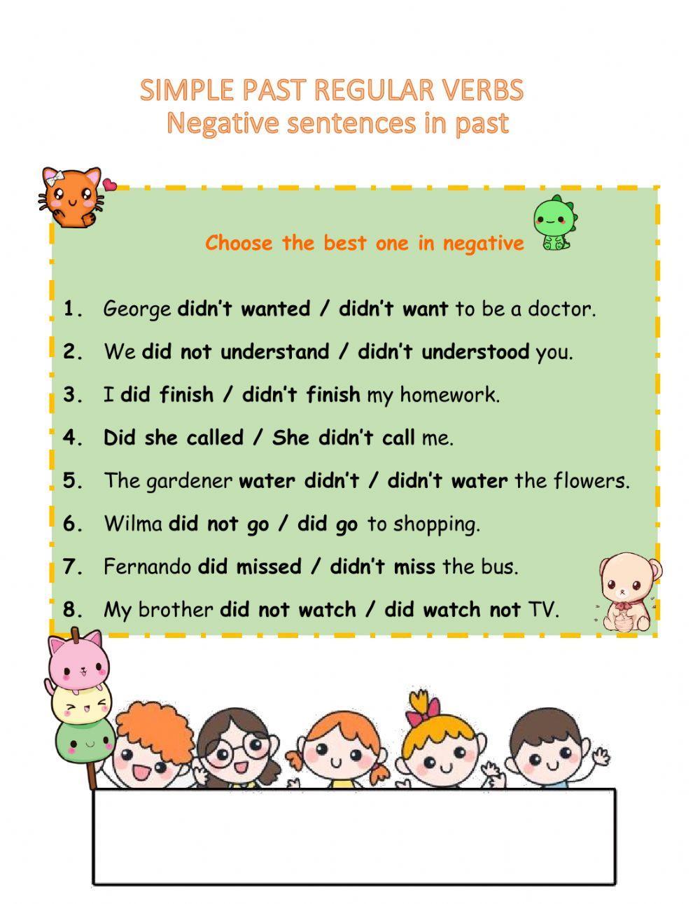 Past simple negative sentences