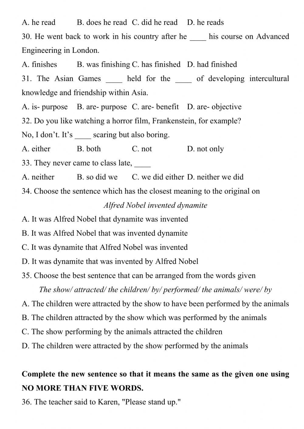 End of term test Grade 11