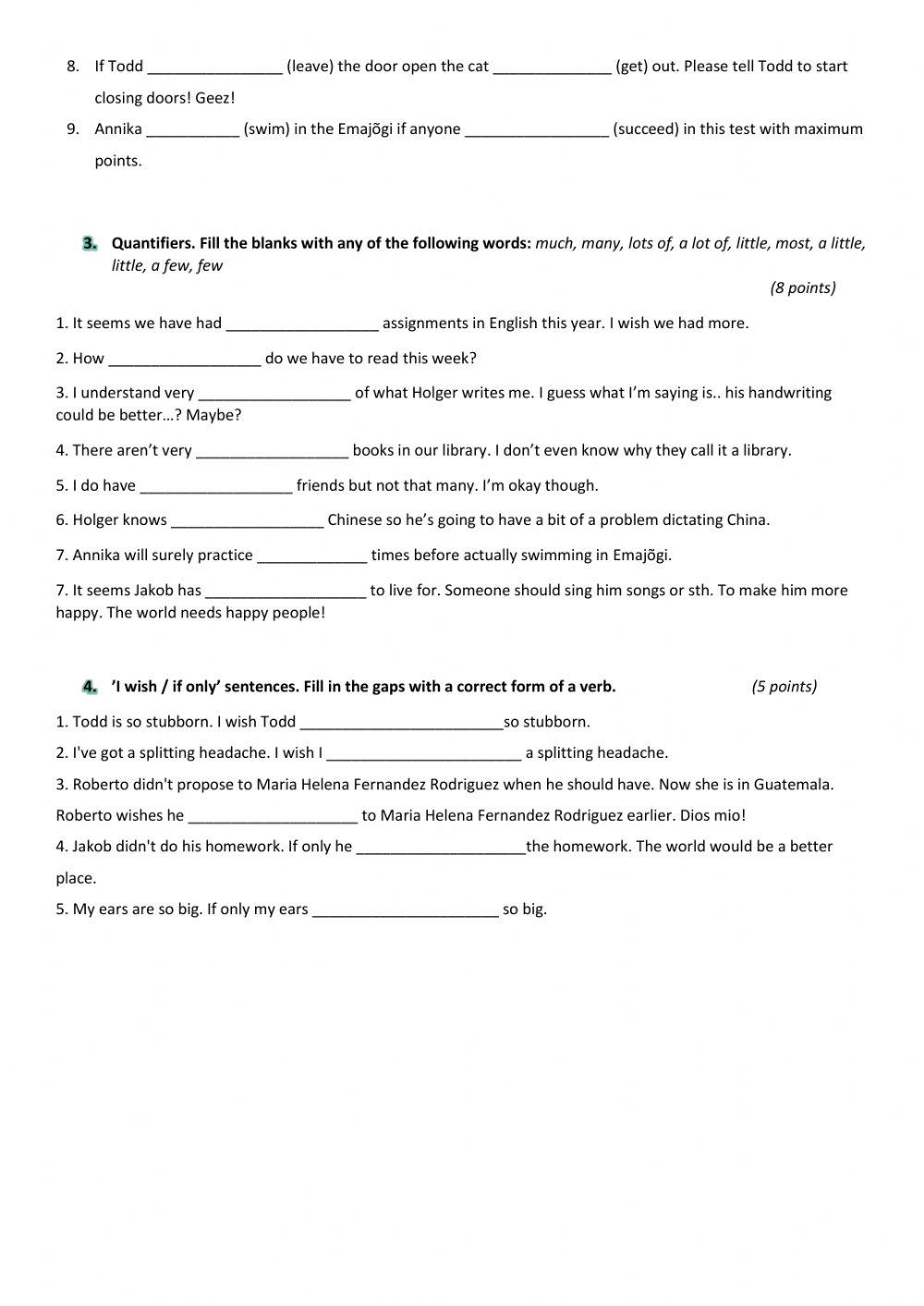 Grammar test 9A Solutions units 4-5