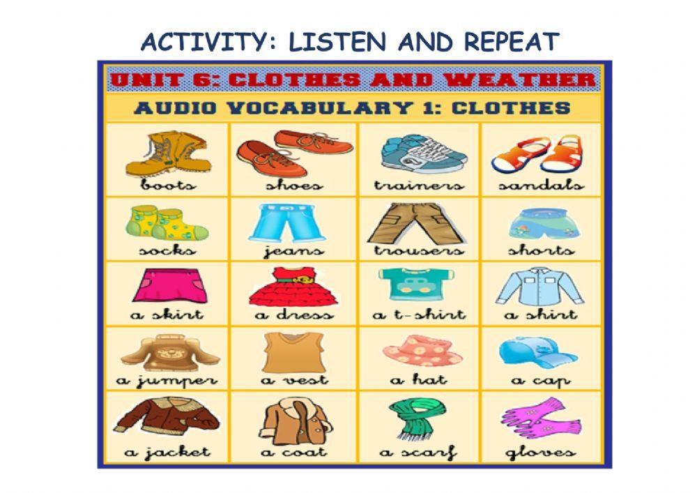 Clothes vocabulary Clothes vocabulary