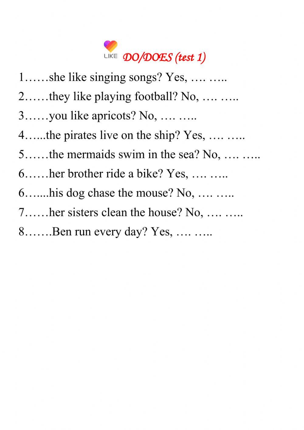 Do-Does activity | Live Worksheets