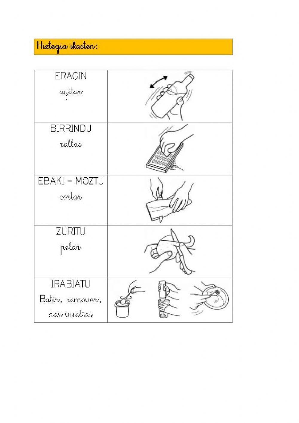 Errezetak: hiztegia-aditzak