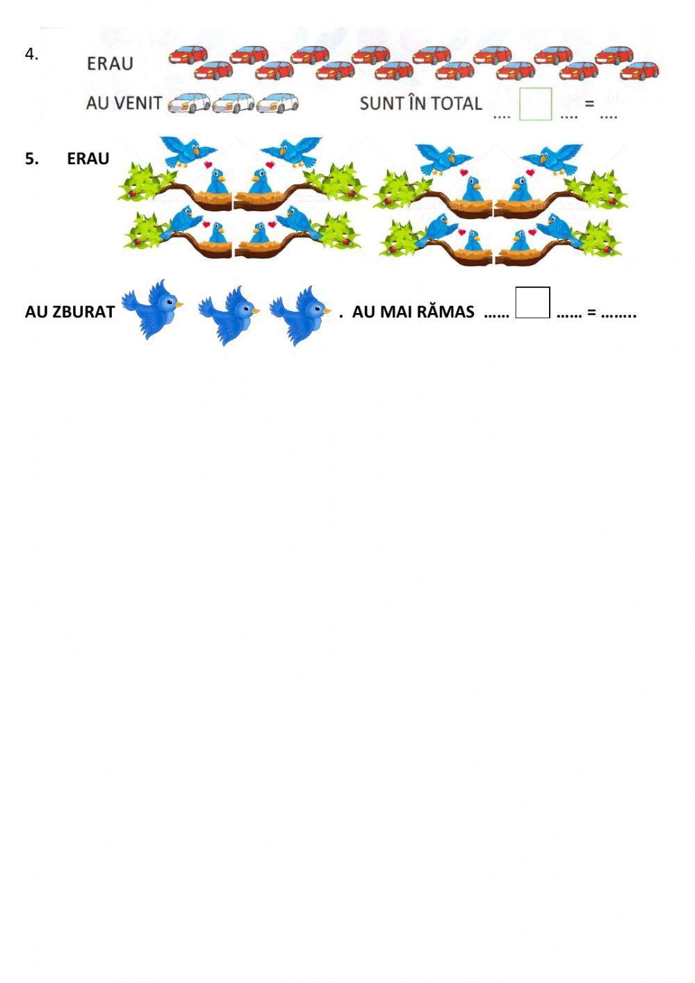 Evaluare sumativa - Adunarea si Scaderea nr.0-20 fara trecere peste ordin