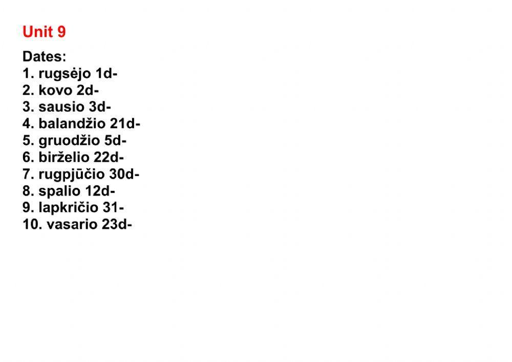 Dates days of the week months online exercise for live worksheets