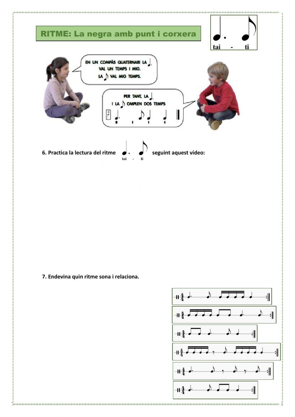 Els instruments de vent de fusta-El ritme de negra amb punt i corxera