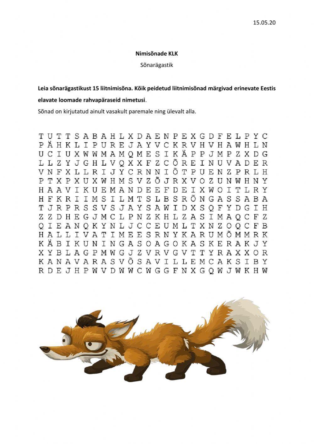 Sõnarägastik: nimisõnade KLK