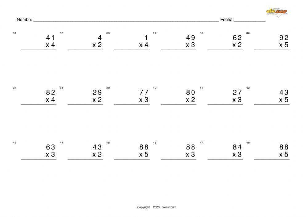 Sumas y multiplicaciones sencillas 1
