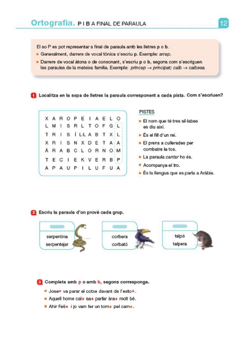 P i b al final de paraula