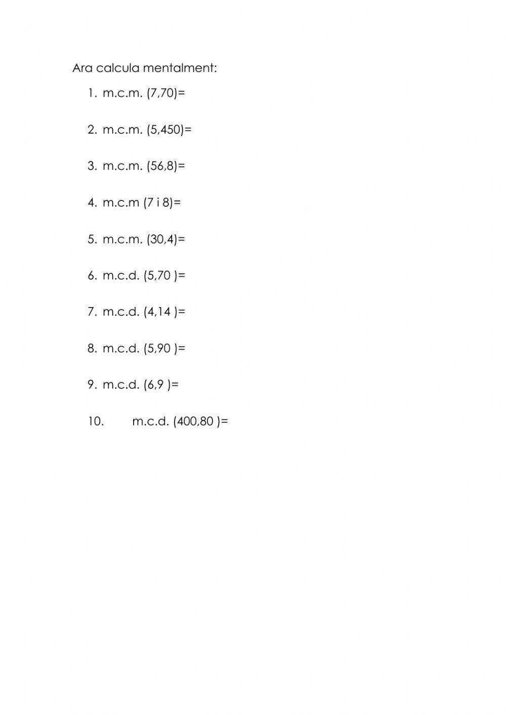 mínim comú múltiple i màxim comú divisor
