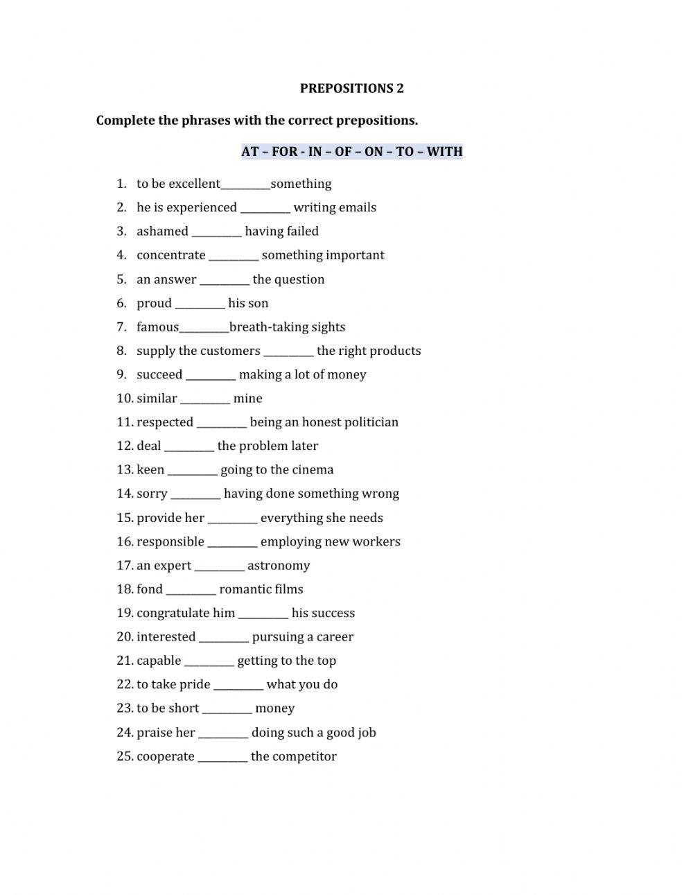 Prepositions 2