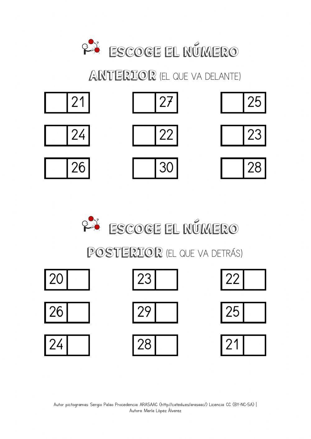 Los números del 20-30.