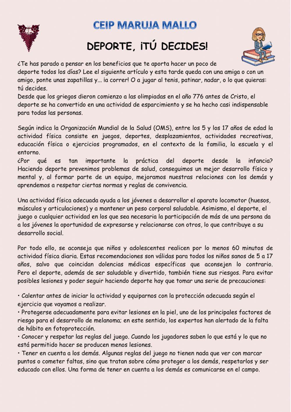 Comprensión lectora 6º