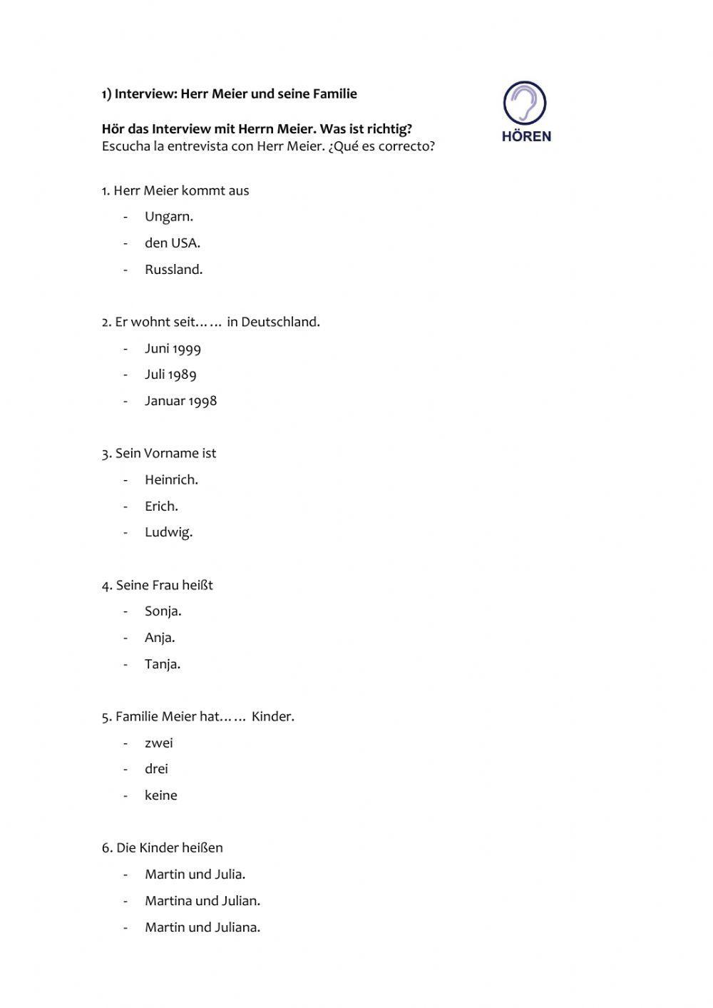 Hörverstehen A1.1