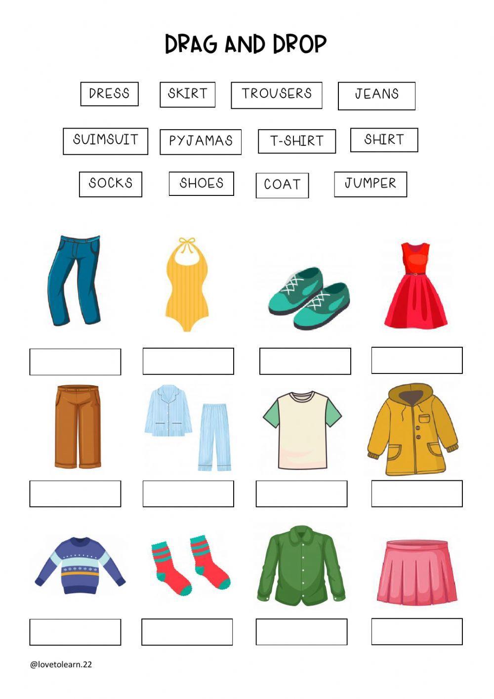 Clothes online exercise for Tercero de Primaria