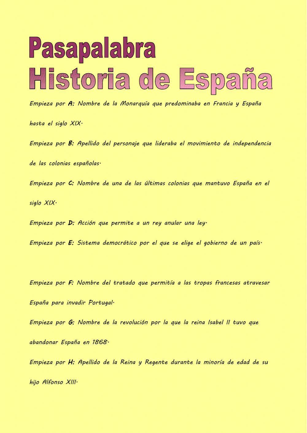 Pasapalabra historia de España