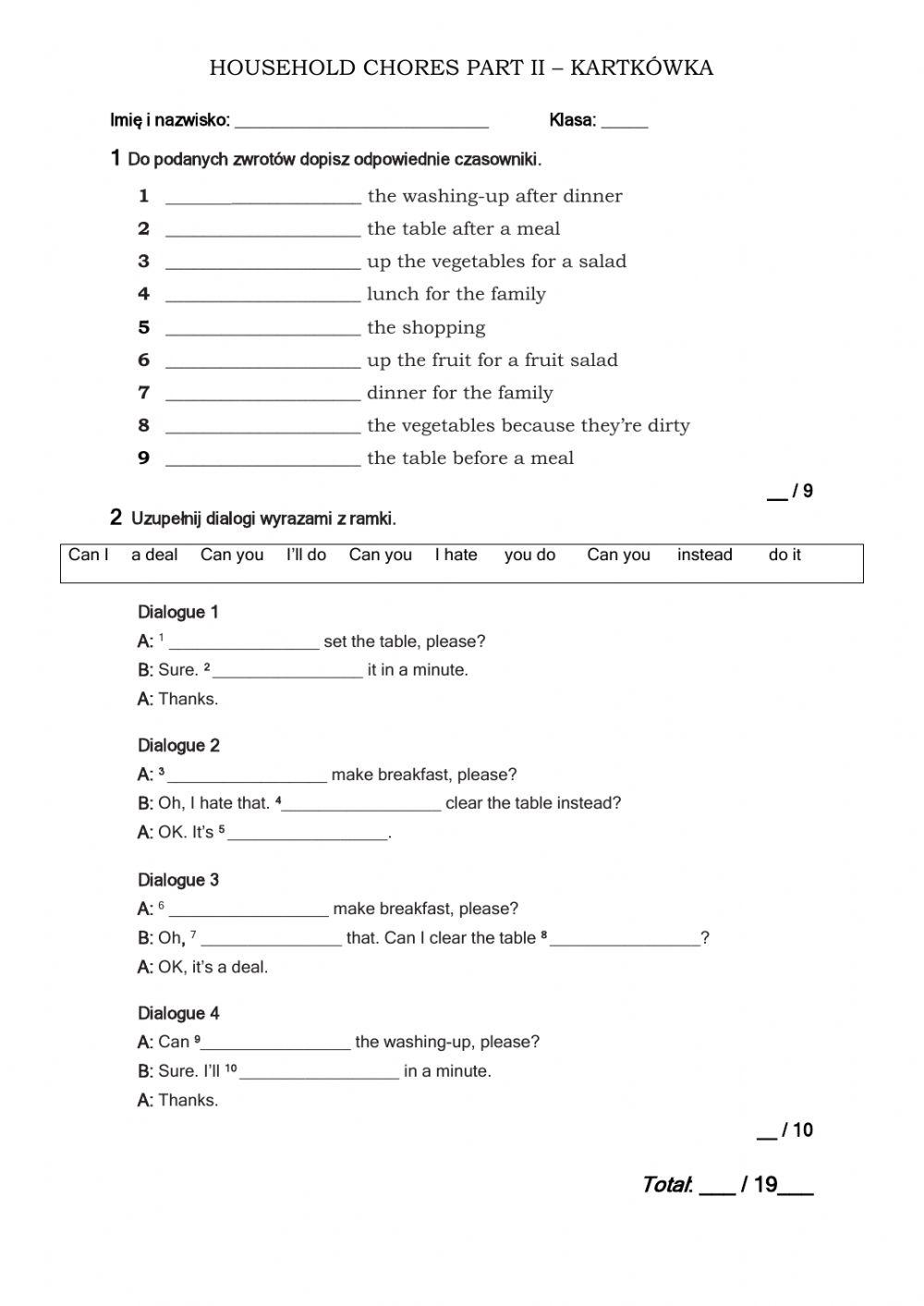 Household chores part II