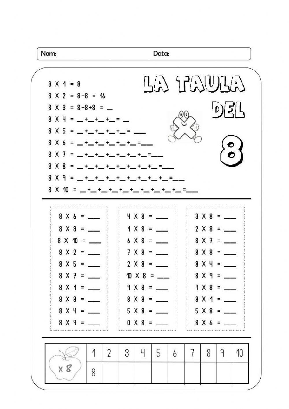 Tabla del 8