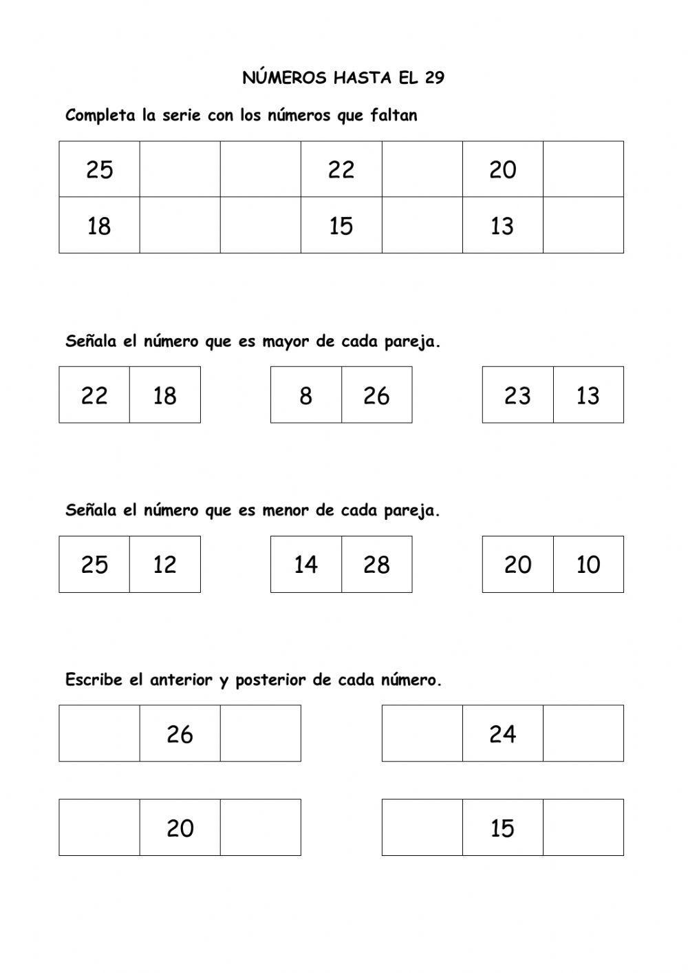 Numeracion 29