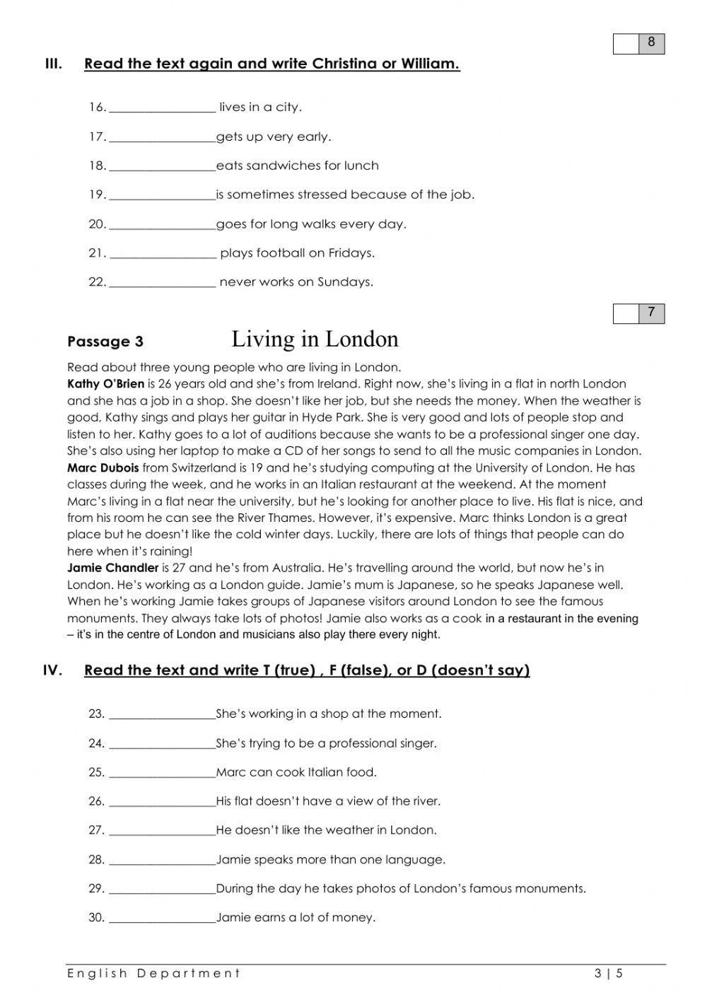 Grade4 English File Reading Test