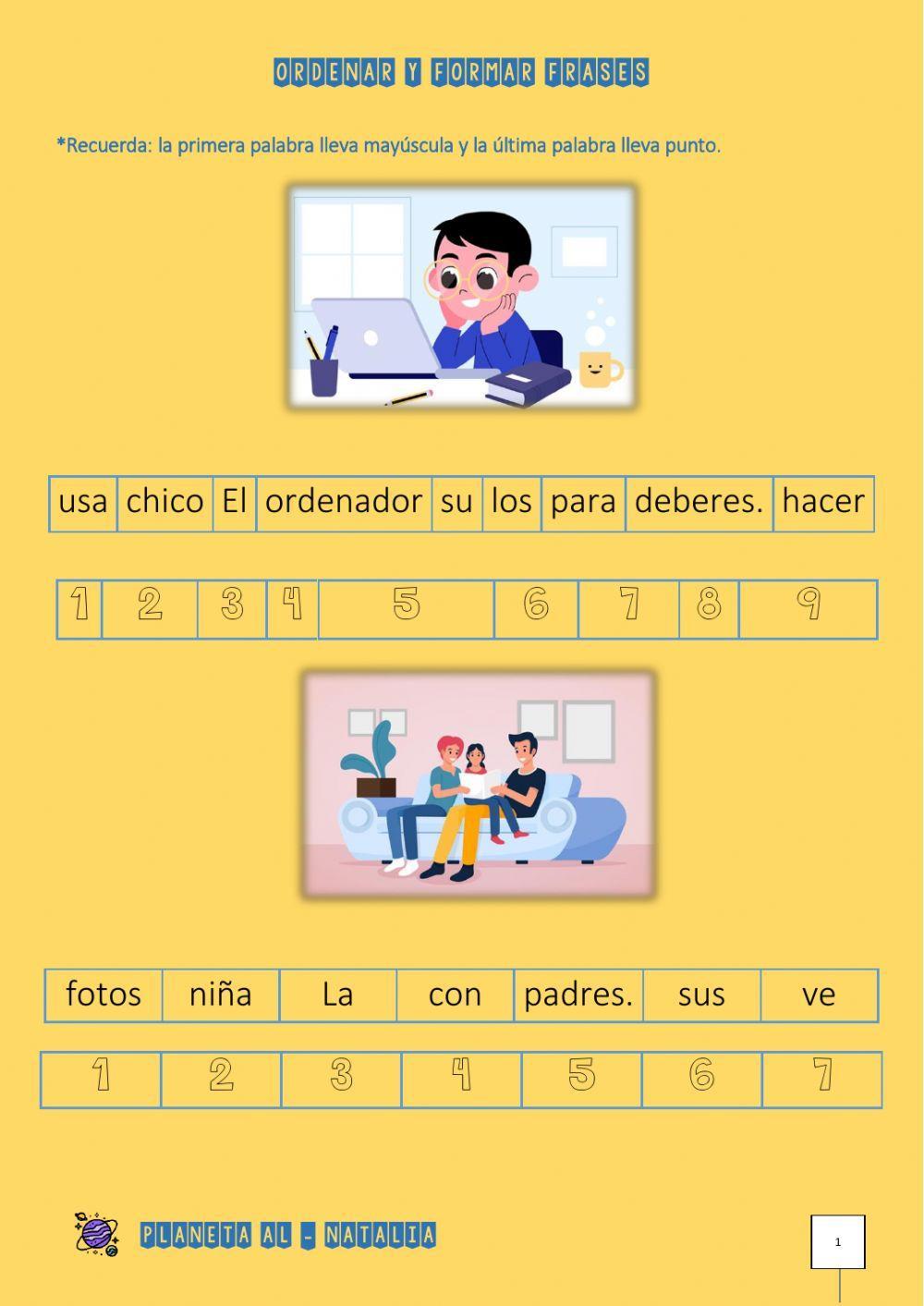 Ordenar palabras para formar oraciones