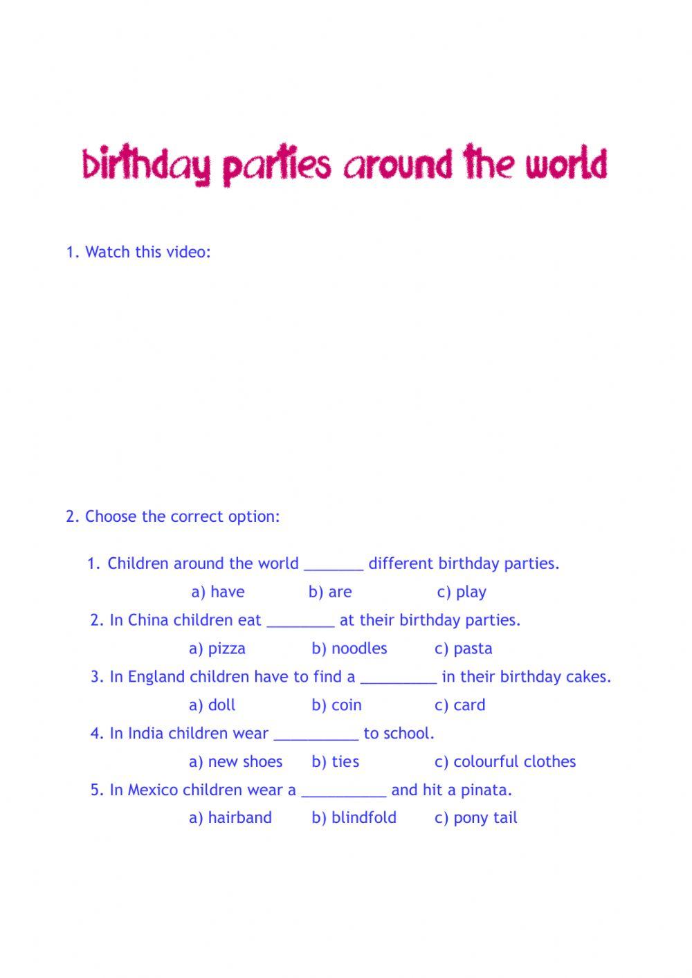 Birthday parties around the world