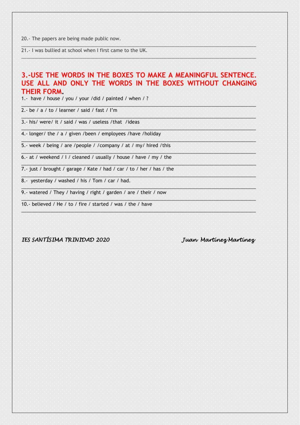 Passive voice. All forms. EBAU-Selectivity exercises