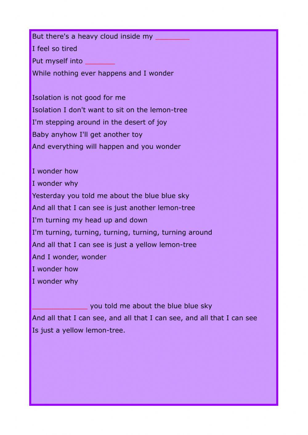 Lemon Tree song Lemon Tree song