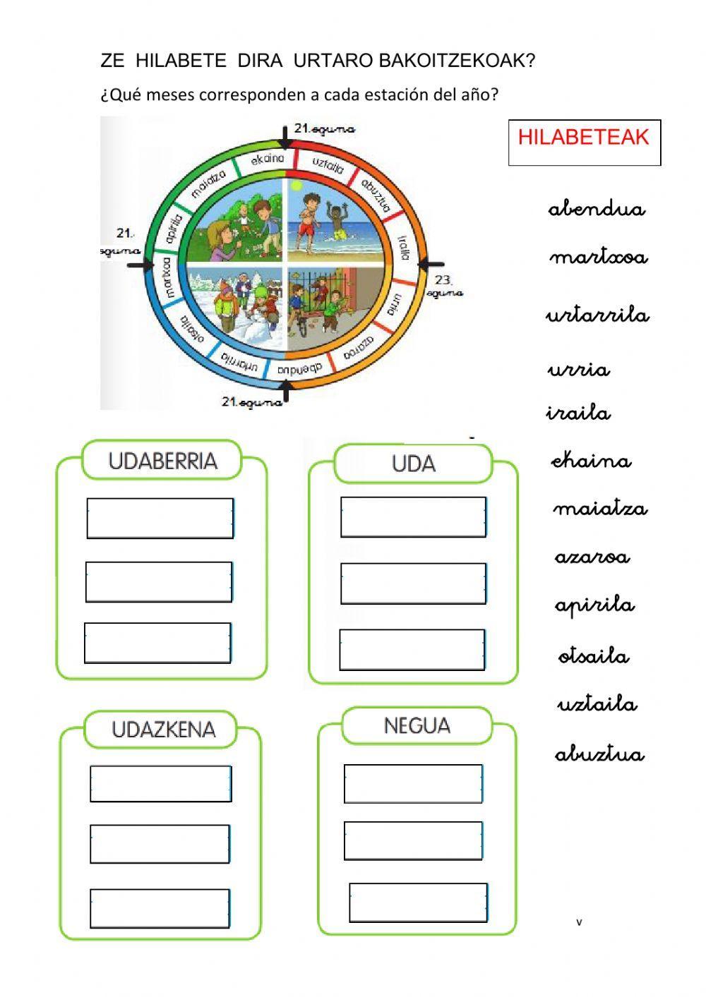 Hilabeteak eta urtaroak