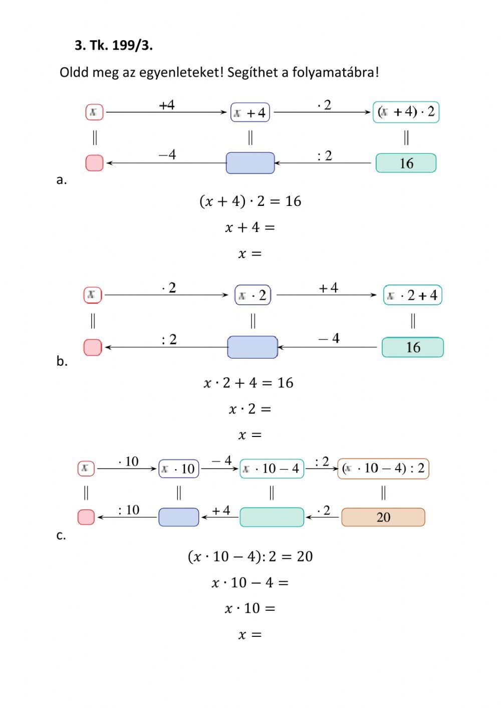 Egyenletek lebontogatással