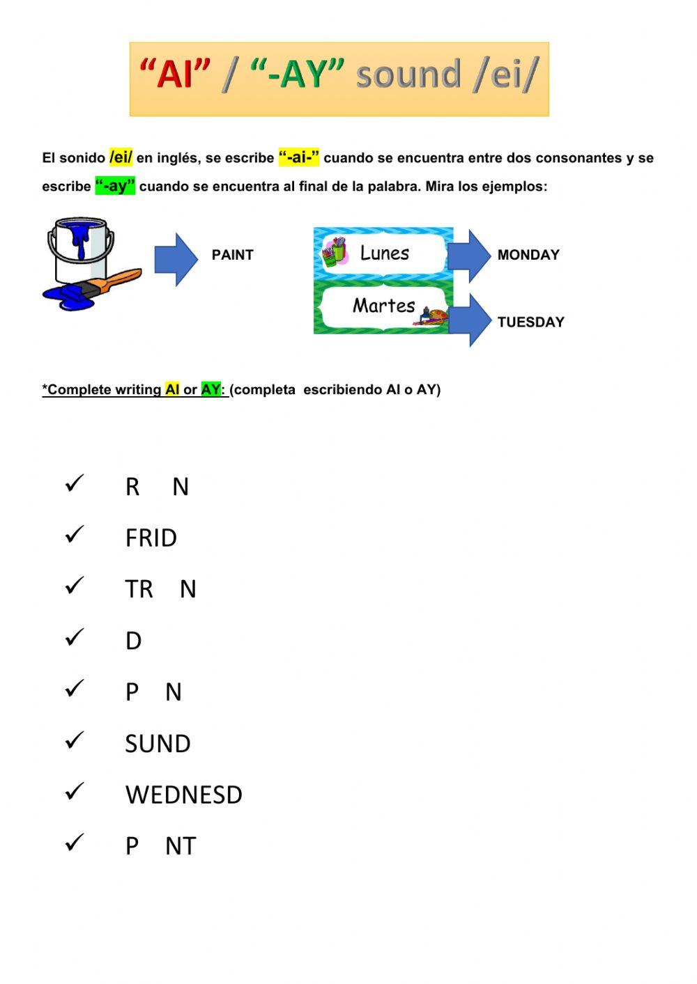 -ai- versus -ay words