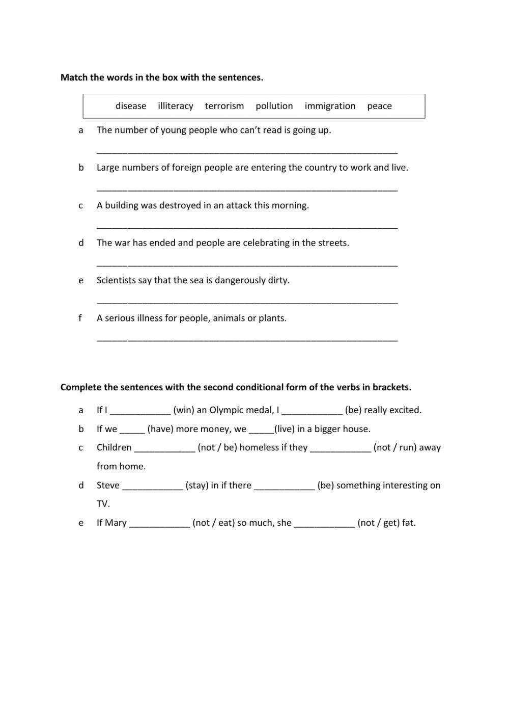 Vocabulary second conditional