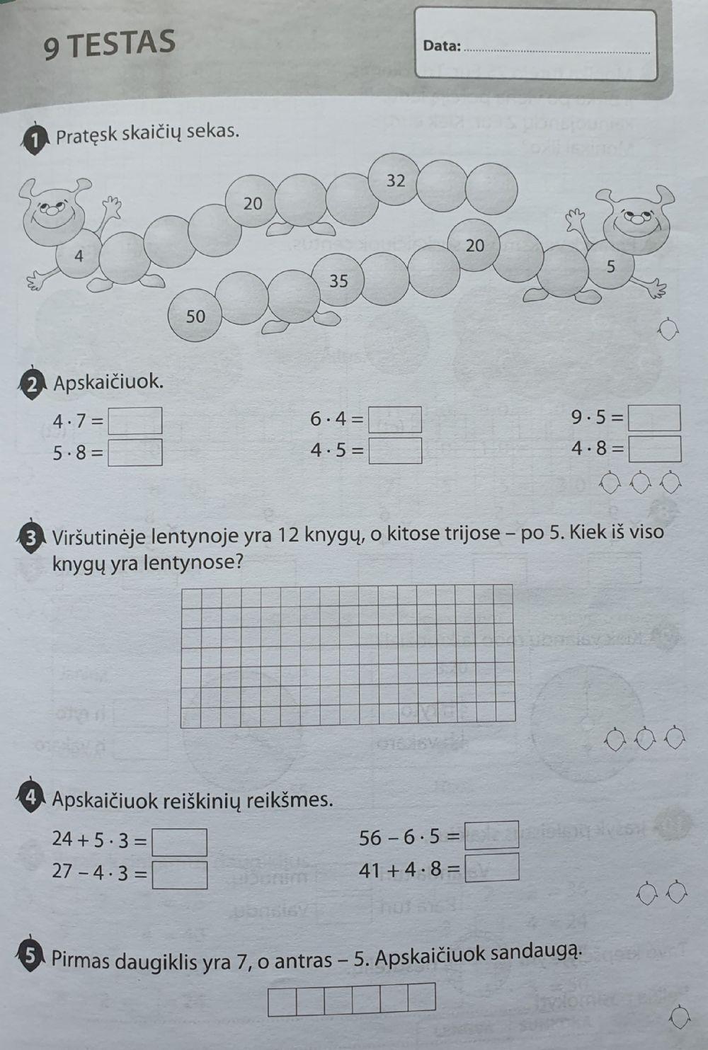 Matematika. Testas nr.9