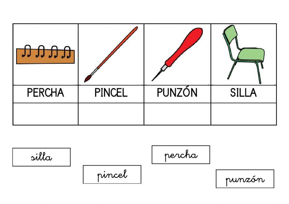 Asocia cada palabra minúscula con su mayúscula.