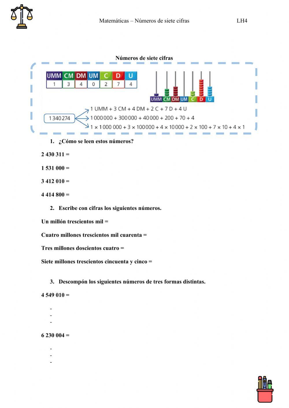 Números de siete cifras